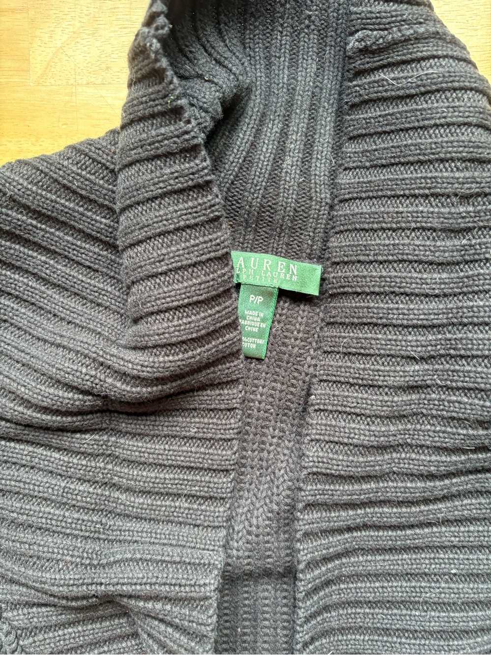 Lauren Ralph Lauren Men’s Charcoal Ribbed Shawl Collar Cardigan